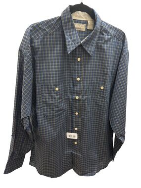 NWT Khakis by Arrow Blue Plaid Button Down Shirt - Men's Large